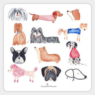 Doggie Assembly | Watercolour | Dogs | Pattern Magnet